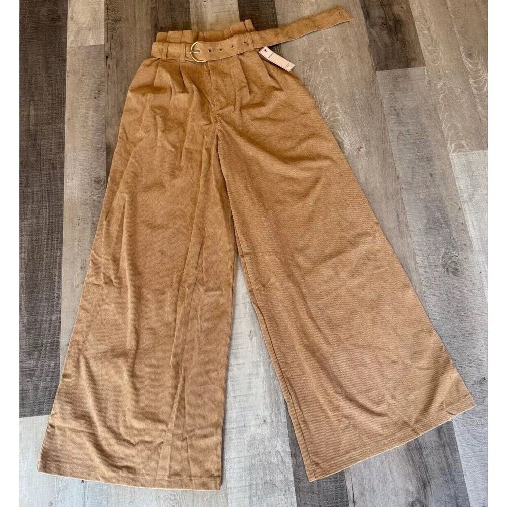 NWT Aura Tan Wide Leg Corduroy Pants